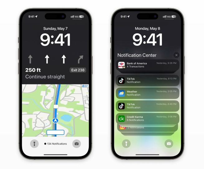 广东苹果维修服务分享iOS17锁屏地图导航半屏显示长什么样 